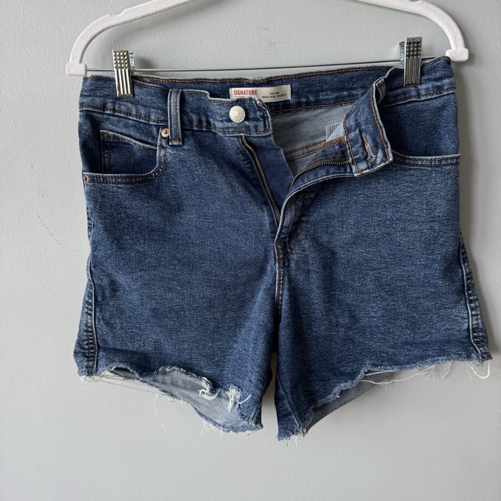 Signature Levi Strauss Heritage High Rise Denim Shorts Women 8 V29 Blue Jean